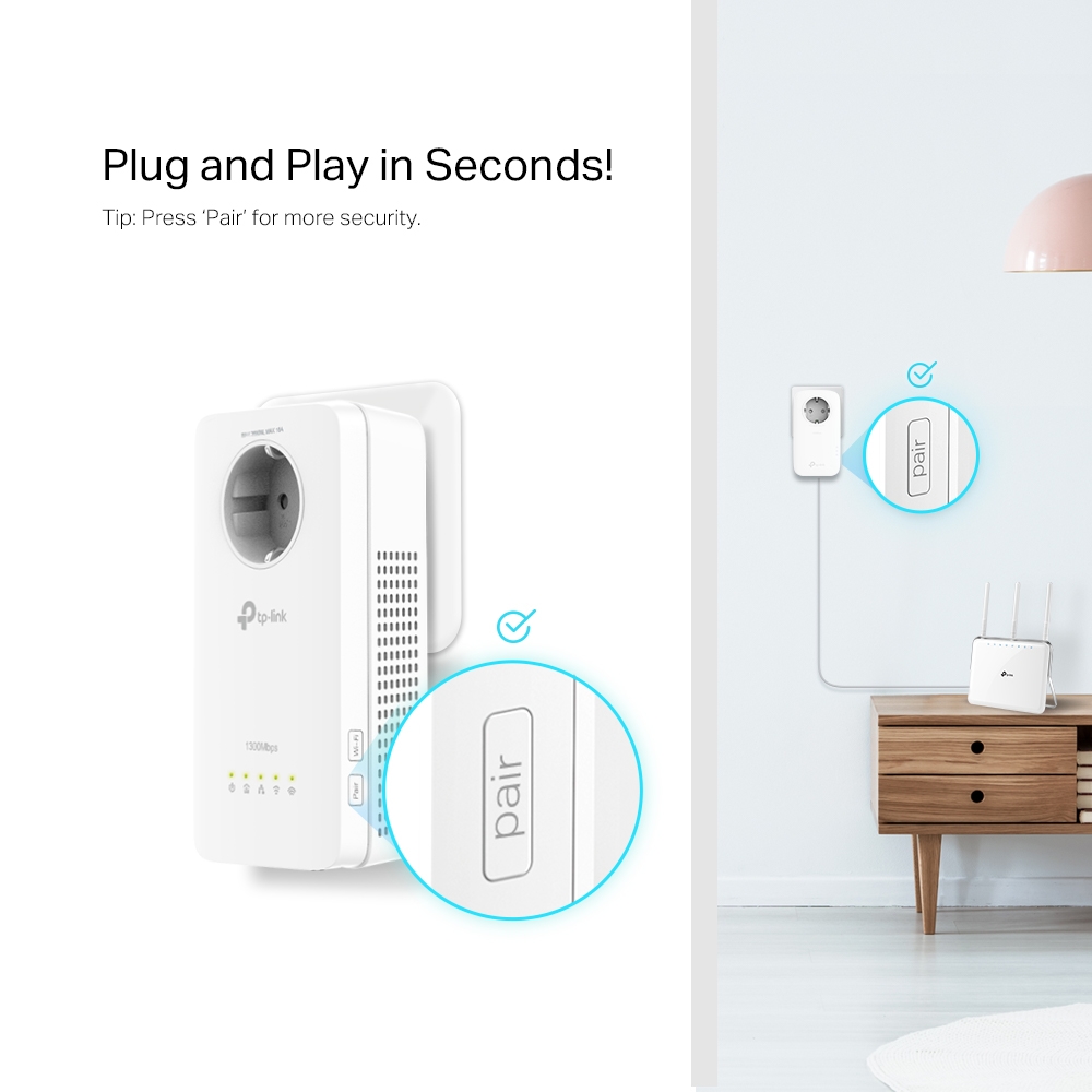 Адаптер Powerline TP-LINK TL-WPA8631PKIT (TL-WPA8631P+TL-PA8010P) AC1200 AV1300 3xGE MESH plug (TL-WPA8631PKIT)