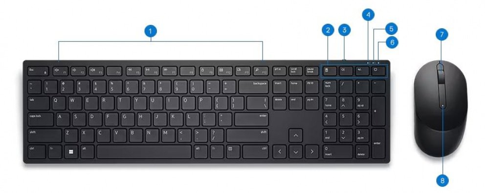 Комплект Dell Pro Wireless Keyboard and Mouse – KM5221W – Ukrainian (QWERTY) (580-AJRT)