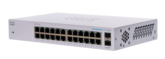 Комутатор Cisco CBS110 Unmanaged 24-port GE, 2x1G SFP Shared (CBS110-24T-EU)