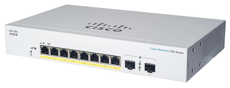 Комутатор Cisco CBS220 Smart 8-port GE, PoE, Ext PS, 2x1G SFP (CBS220-8P-E-2G-EU)