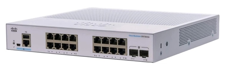 Комутатор Cisco CBS250 Smart 16-port GE, 2x1G SFP (CBS250-16T-2G-EU)