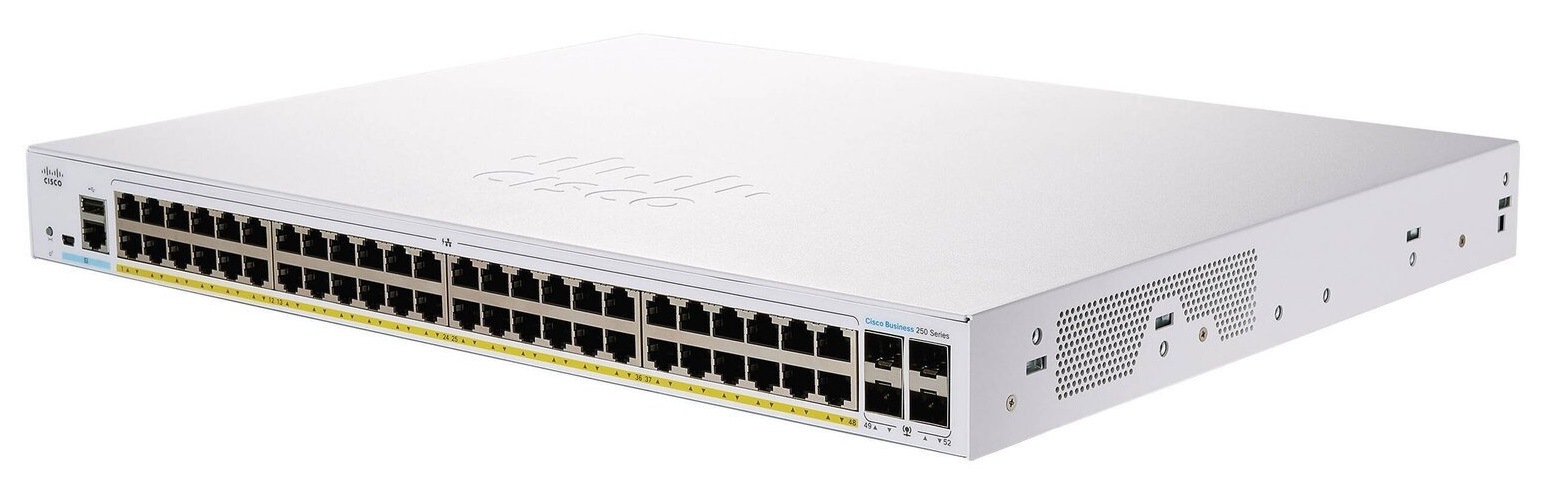 Комутатор Cisco CBS250 Smart 48-port GE, PoE, 4x10G SFP+ (CBS250-48P-4X-EU)