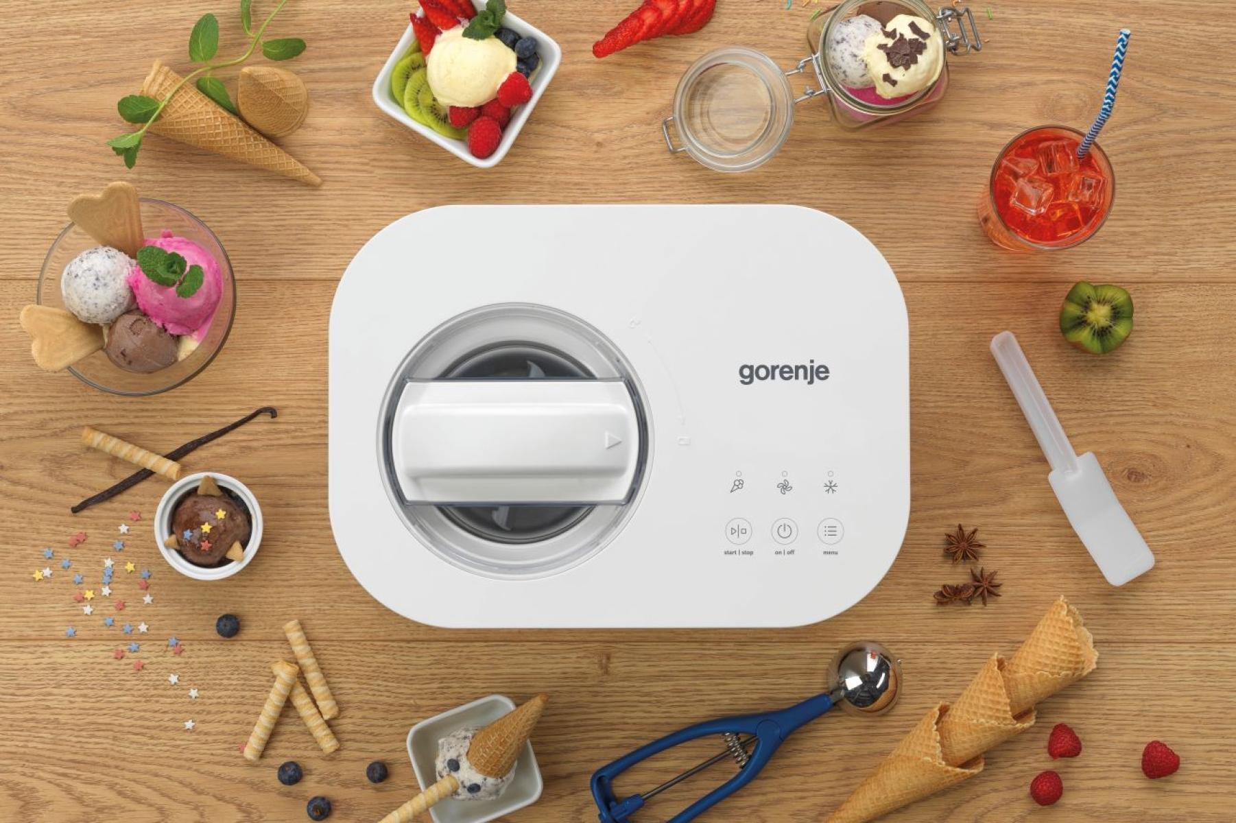 Морозивниця Gorenje 100Вт, чаша-1л, час приготув.-30мін, пластик, білий