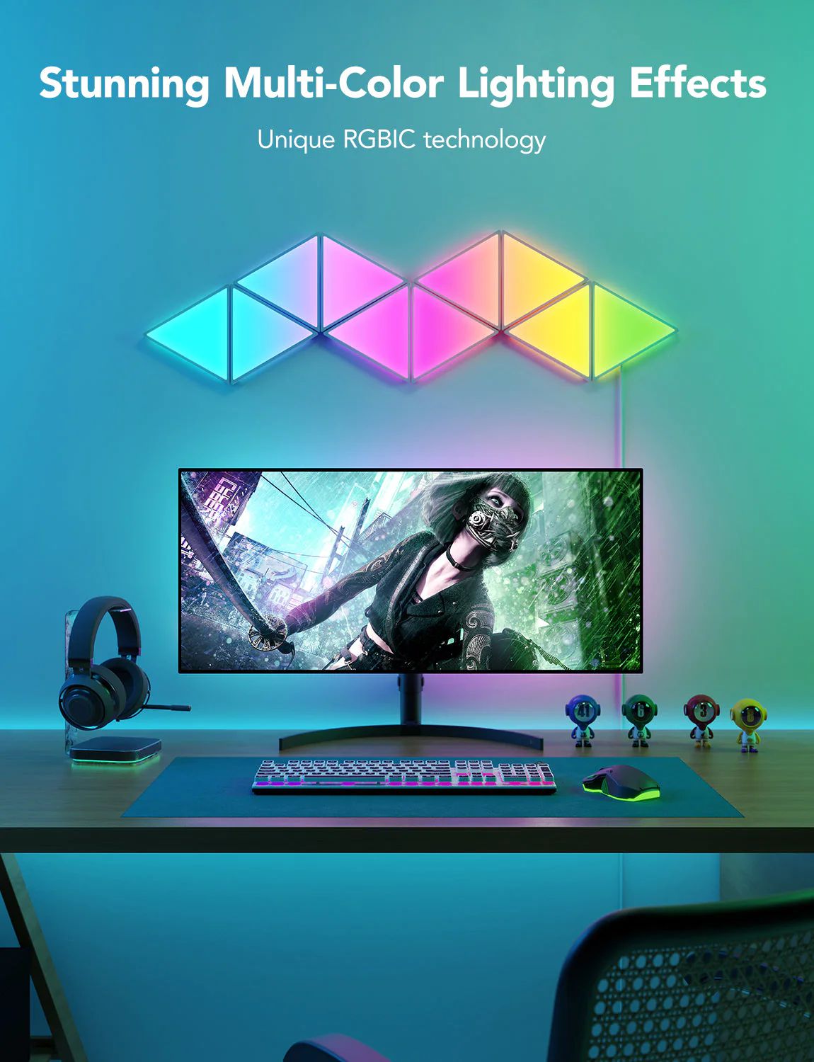 Набір настінних світильників Govee H6067 Tri-angle Light Panels, 10шт, RGBIC, WI-FI/Bluetooth, білий