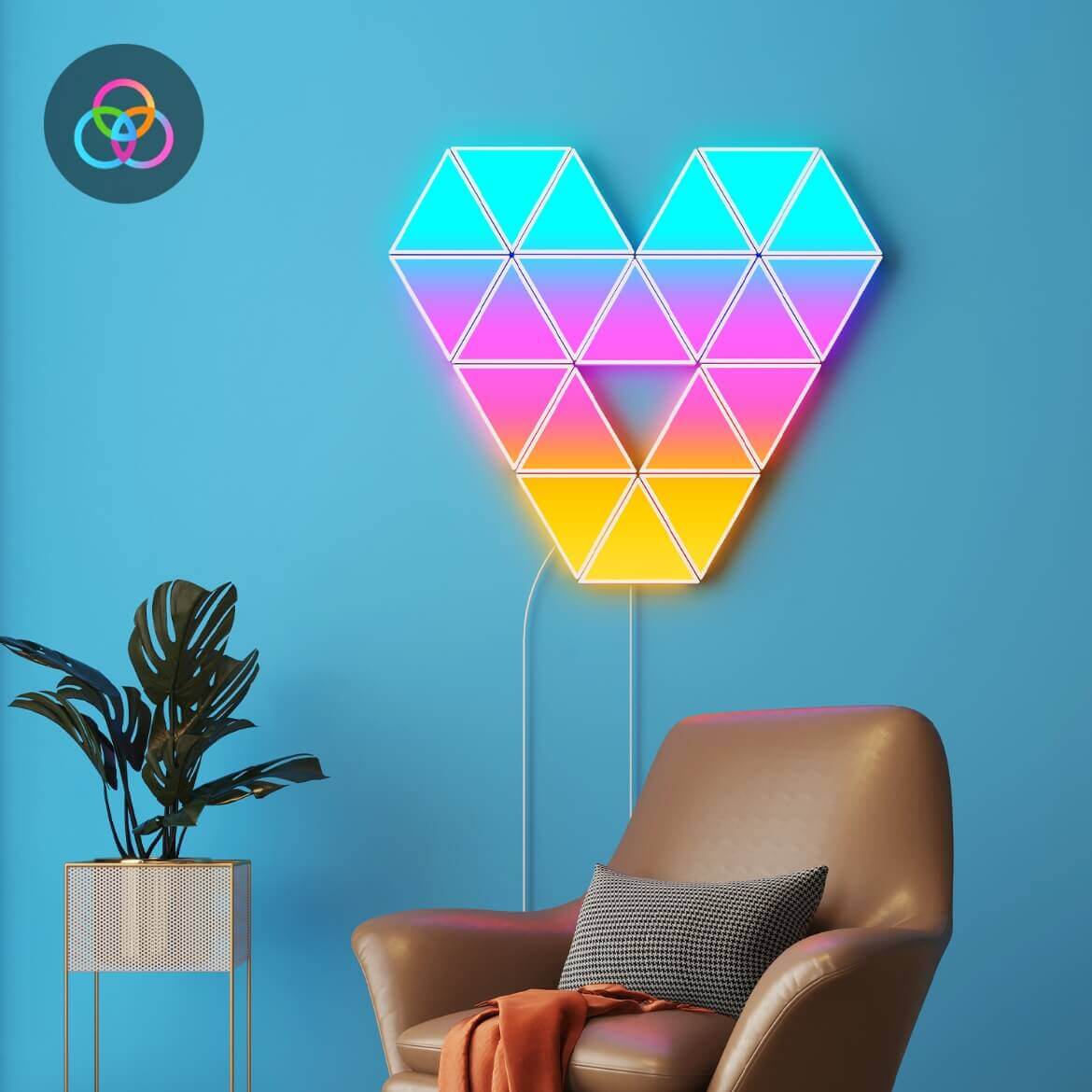 Набір настінних світильників Govee H6067 Tri-angle Light Panels, 10шт, RGBIC, WI-FI/Bluetooth, білий