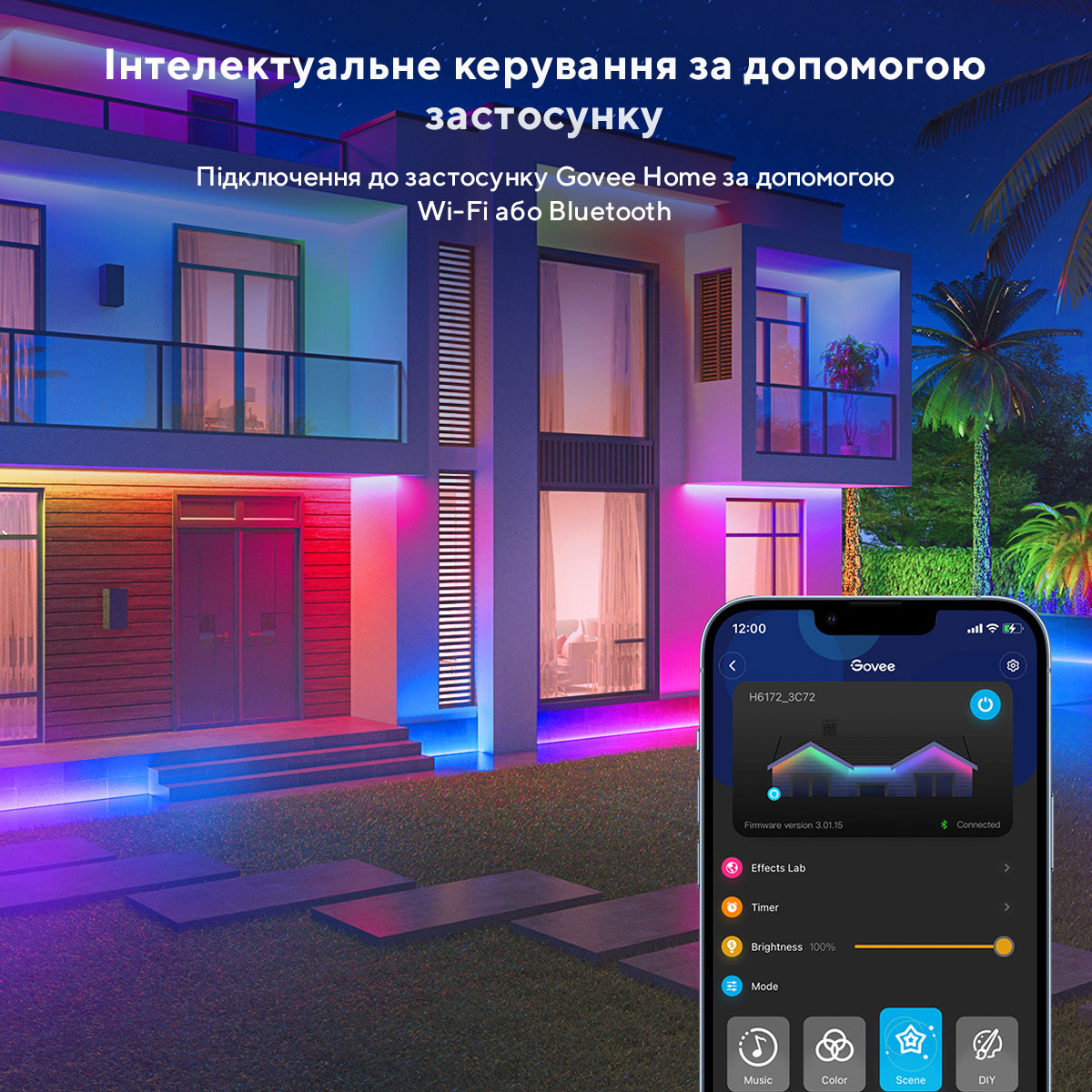 Стрічка світлодіодна розумна Govee H6172 Phantasy Outdoor LED, 10м, RGBIC, WI-FI/Bluetooth, білий