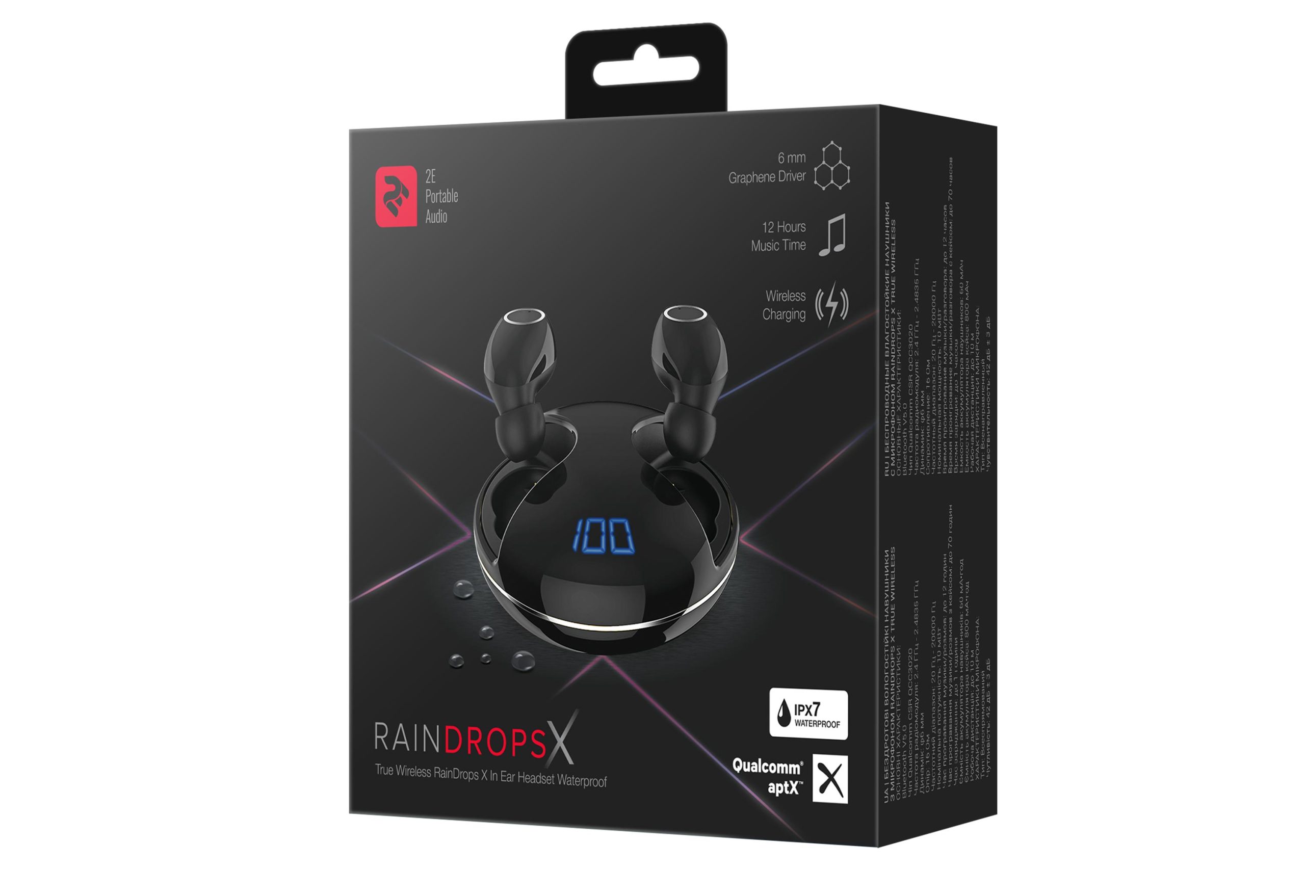 Навушники 2E RainDrops Х True Wireless Waterproof Mic Black