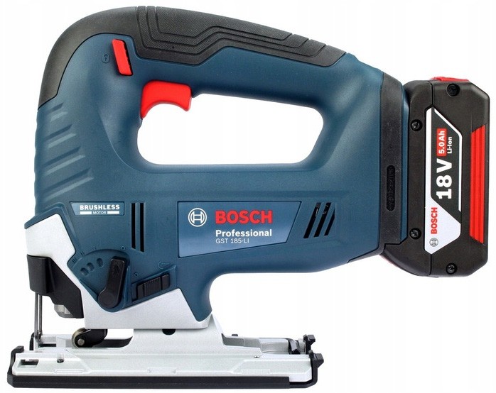 Лобзик Bosch GST 185-LI, акумуляторний 18В, 2х4А•год, 3500об•хв, хід 26мм, кейс, 2кг