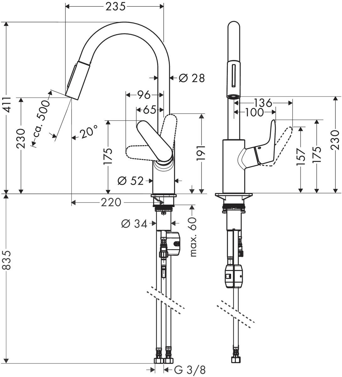 Змішувач для кухні Hansgrohe Focus M41 KM240 сталь (31815800)