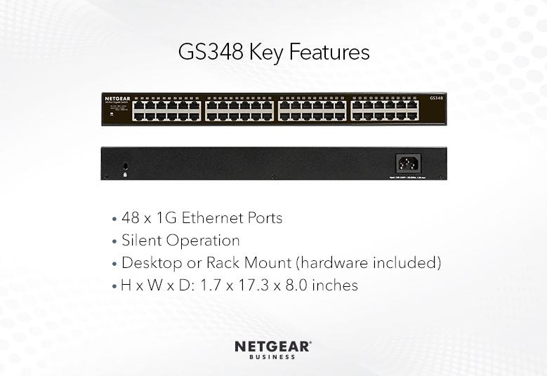 Коммутатор NETGEAR GS348, 48xGE, неуправляемый (GS348-100EUS)