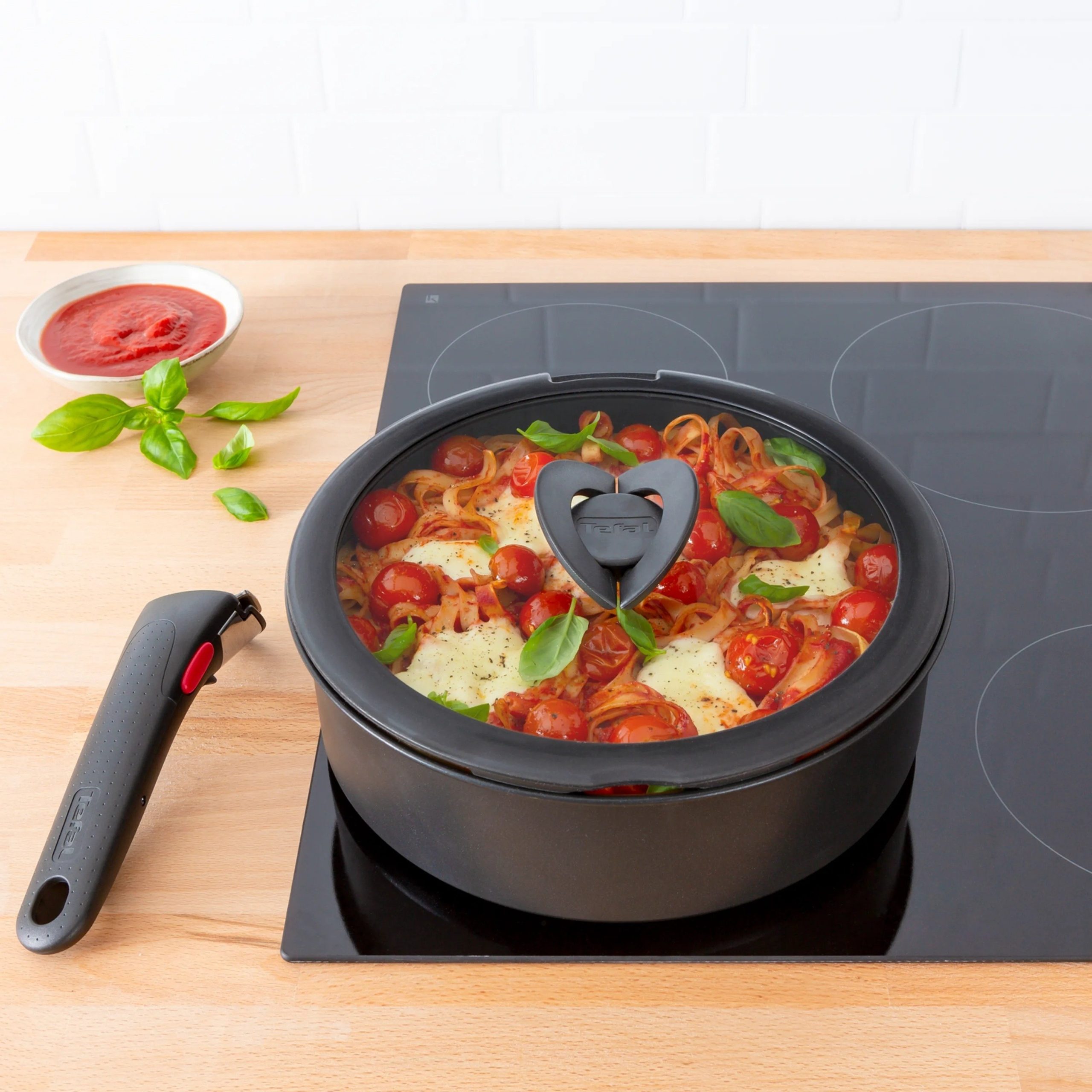 Кришка Tefal Ingenio 26см, скло, силікон, прозоро-чорний