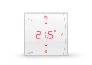 Терморегулятор Danfoss Icon2 RT, Display, +5...35 °C, програмований, бездротовий, накладний, 3В, білий