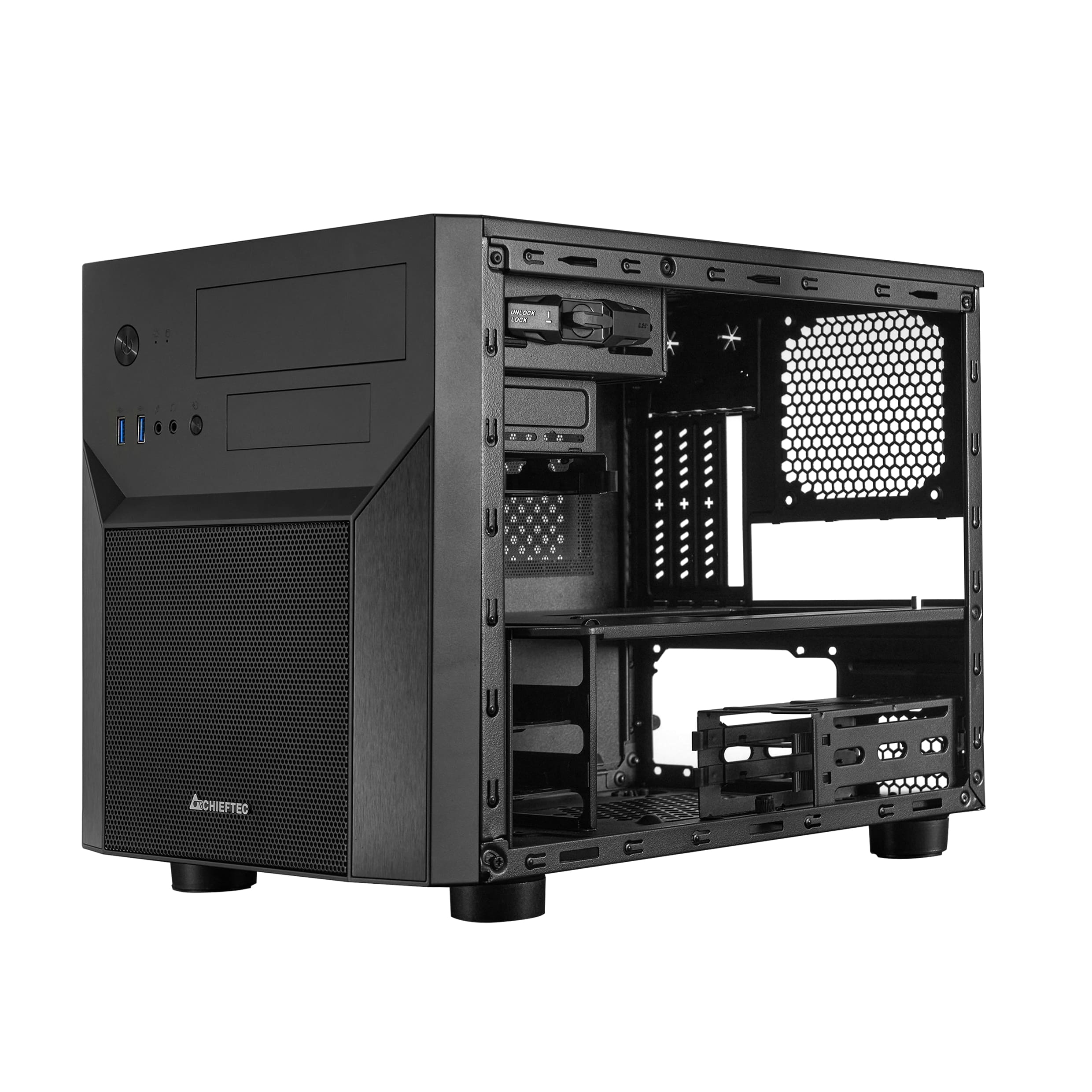 Корпус CHIEFTEC Gaming Cube CI-02B, без БП, 2xUSB3.0, чорний, mATX (CI-02B-OP)