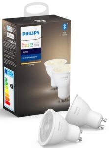 Розумна лампа Philips Hue GU10, 5.2W(57Вт), 2700K, White, Bluetooth, з регулюванням яскравості світла, 2шт