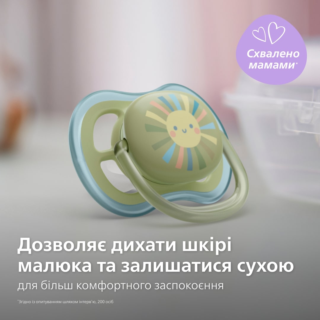 Пустышка Avent ортодонтична Ultra Air для мальчиков 0-6 мес, 2шт