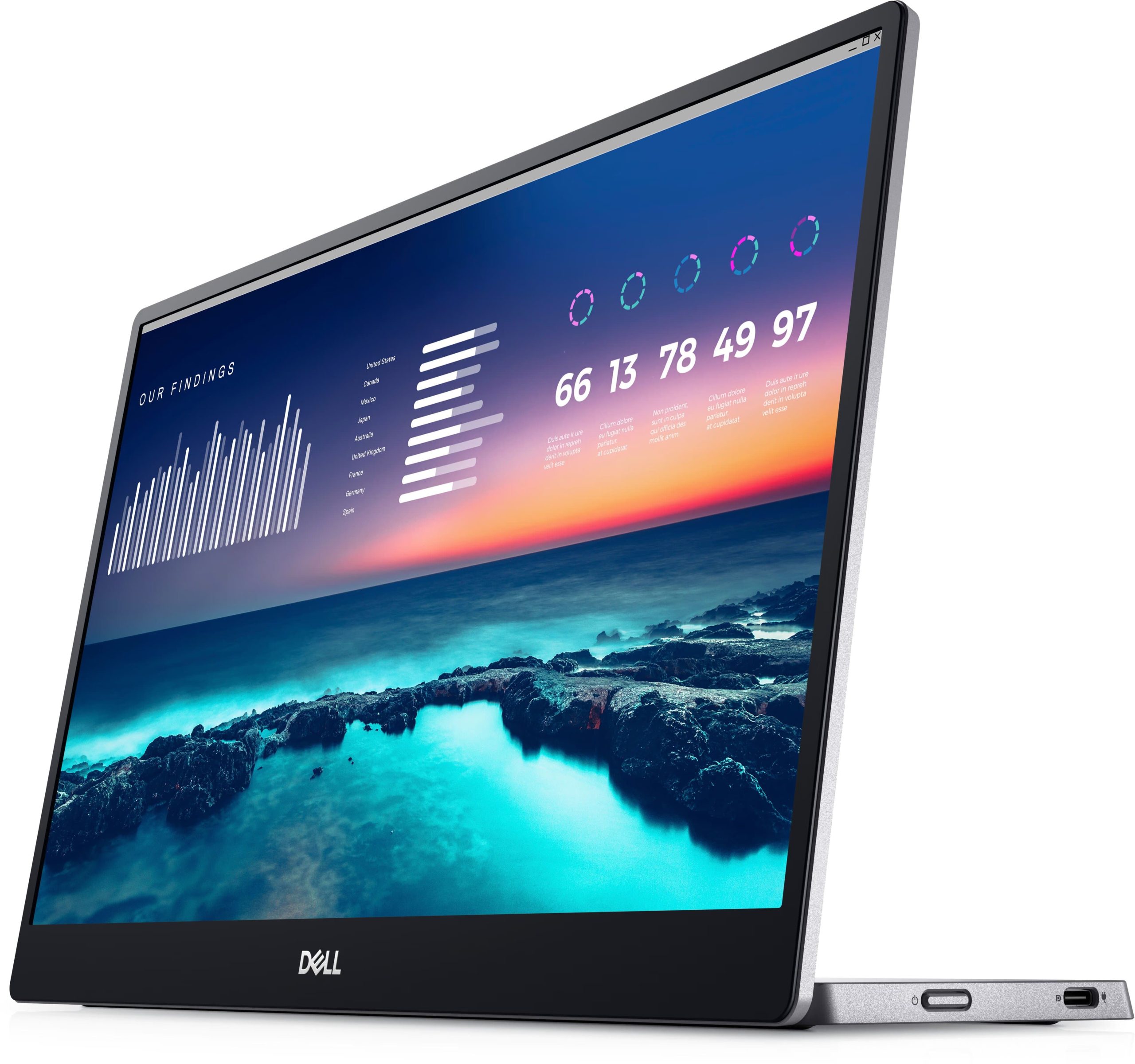 Dell Монітор портативний 14" P1424H 2xUSB-C, IPS