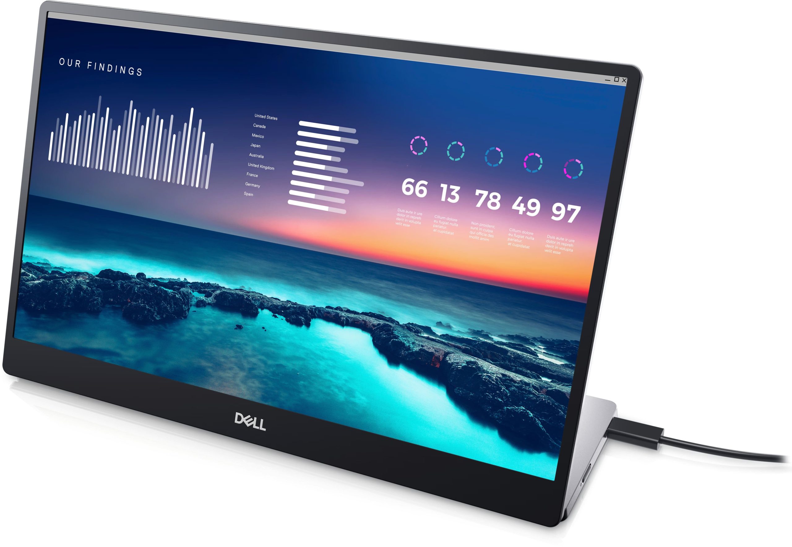 Dell Монітор портативний 14" P1424H 2xUSB-C, IPS