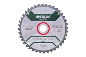 Пилковий диск Metabo PRECISION CUT WOOD – CLASSIC, 216х2.4х30мм, 1.8мм, 40 зубців