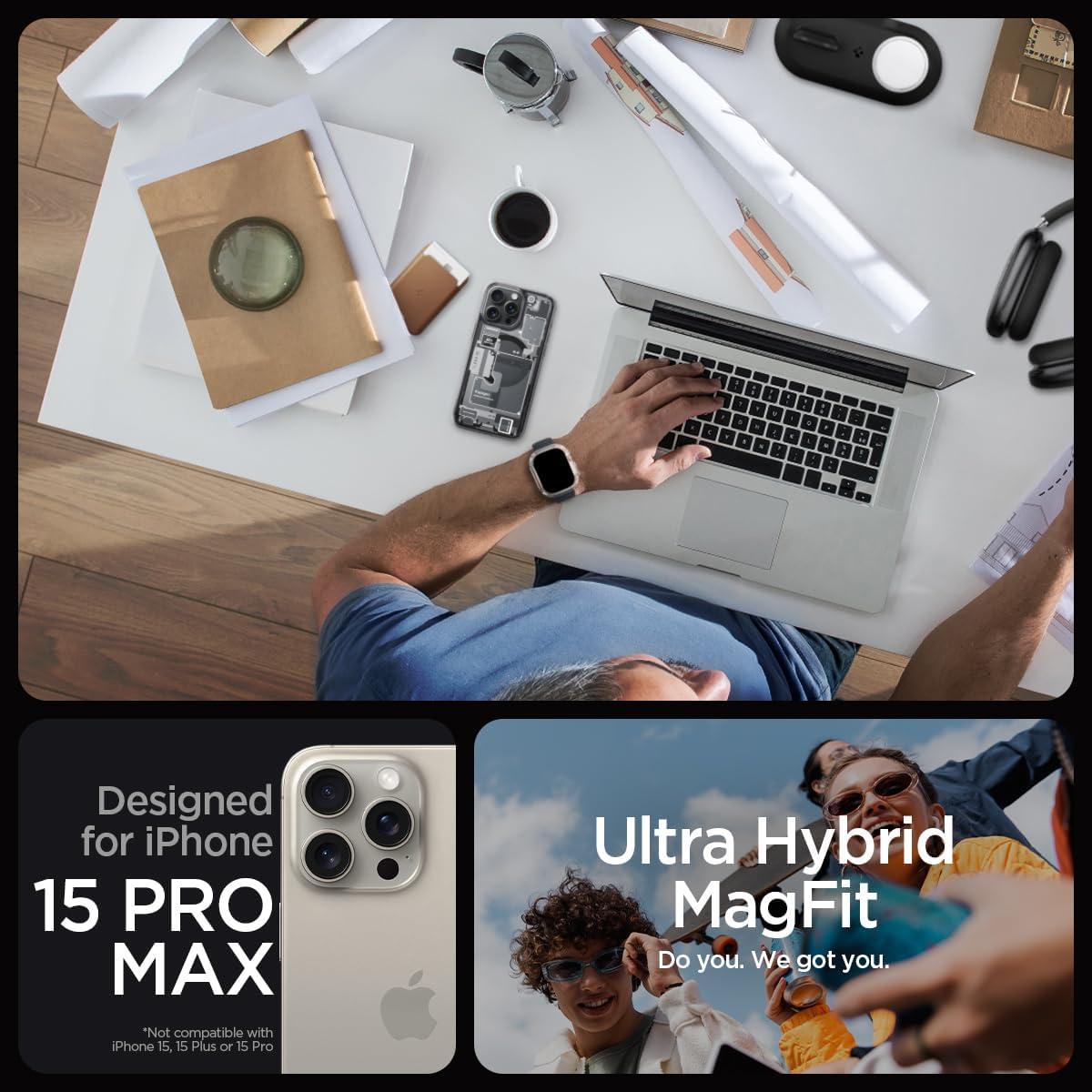 Чохол Spigen для Apple iPhone 15 Pro Max Ultra Hybrid MagFit, Zero One (ACS06582)