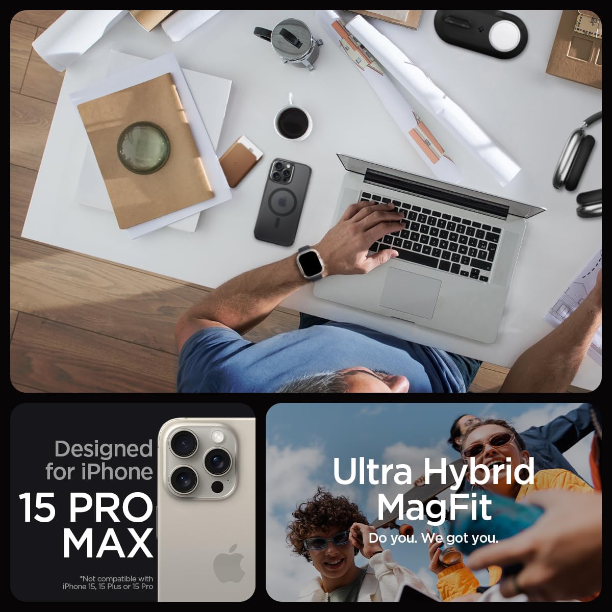 Чохол Spigen для iPhone 15 Pro Max Ultra Hybrid MagFit, Frost Black (ACS06581)