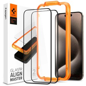 Захисне скло Spigen для Apple iPhone 15 Glas.tR AlignMaster FC Black (2P) (AGL06906)