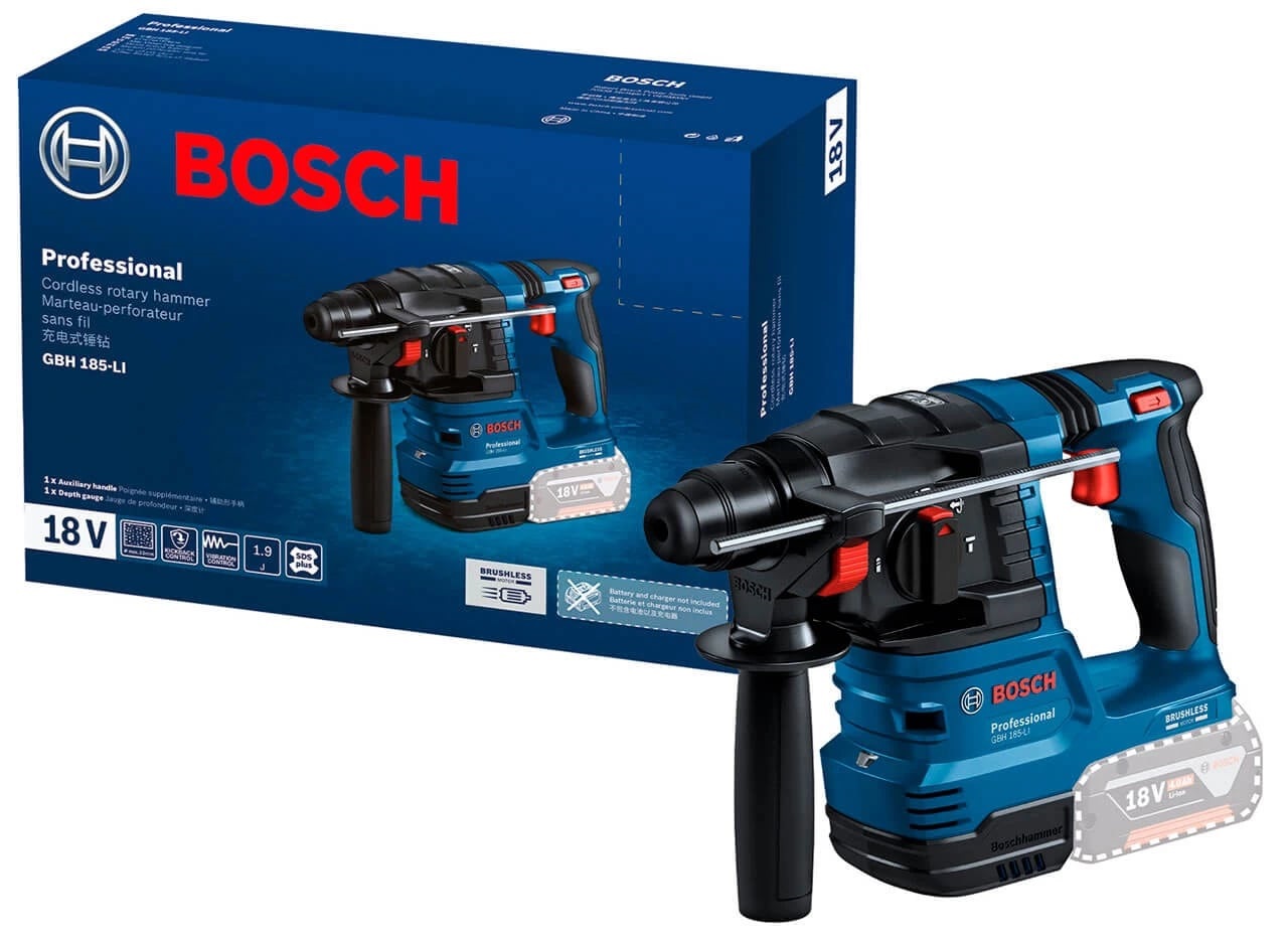 Перфоратор акумуляторний Bosch GBH 185-LI, SDS-Plus, 18В, 1.9Дж, 2.3кг, без АКБ та ЗП