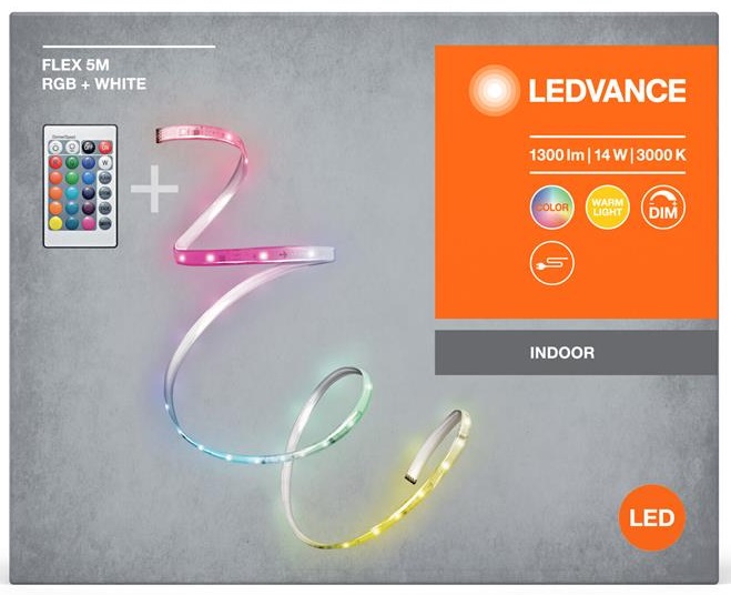 Стрічка світлодіодна LEDVANCE FLEX 14W, 1300Lm, 5M RGB 3000K RC