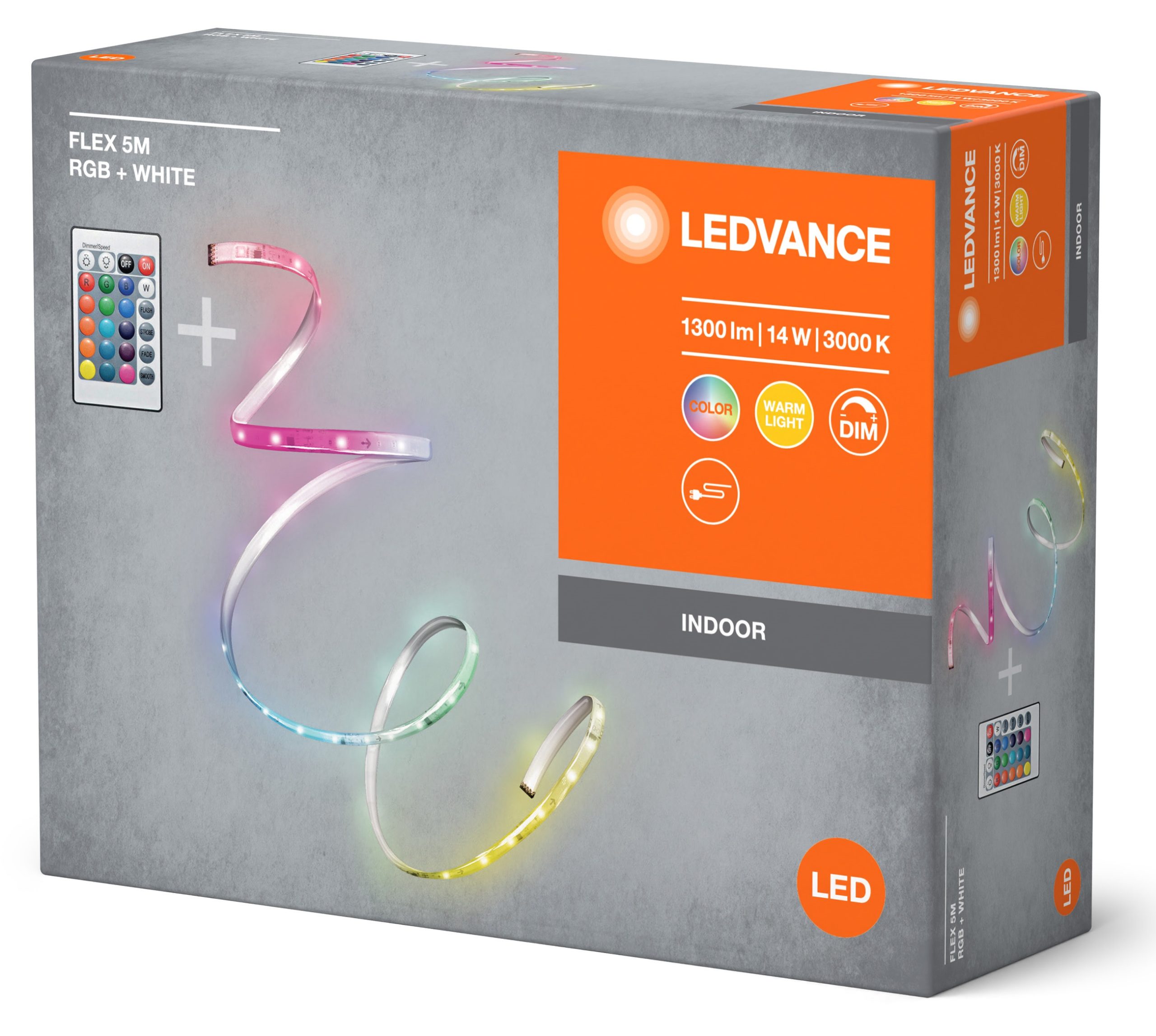 Стрічка світлодіодна LEDVANCE FLEX 14W, 1300Lm, 5M RGB 3000K RC