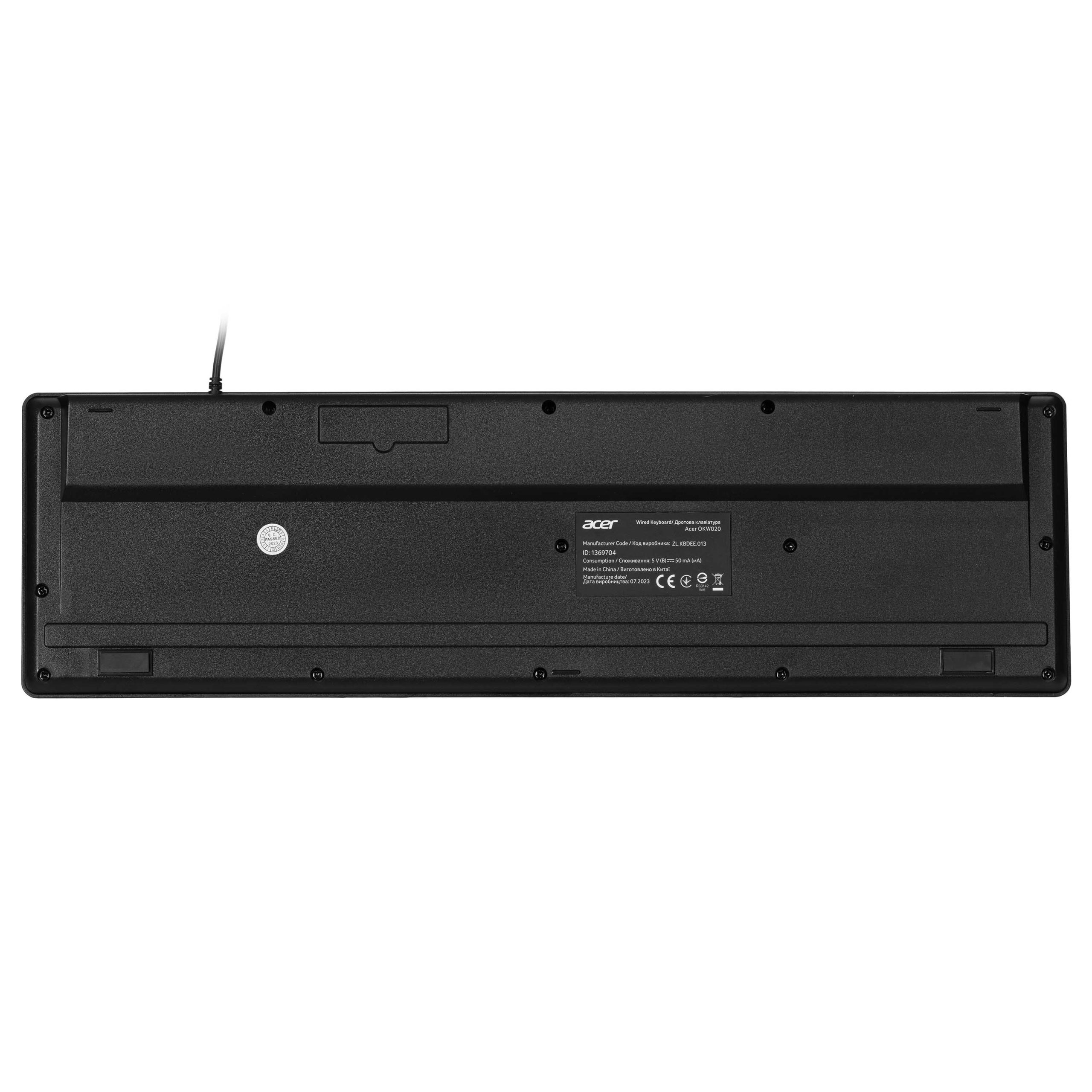 Клавіатура Acer OKW020, 104key, USB-A, EN/UKR/RU, Black (ZL.KBDEE.013)