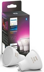 Лампа розумна Philips Hue GU10, 5.7W (50Вт), 2000K-6500K, RGB 2шт (929001953112)