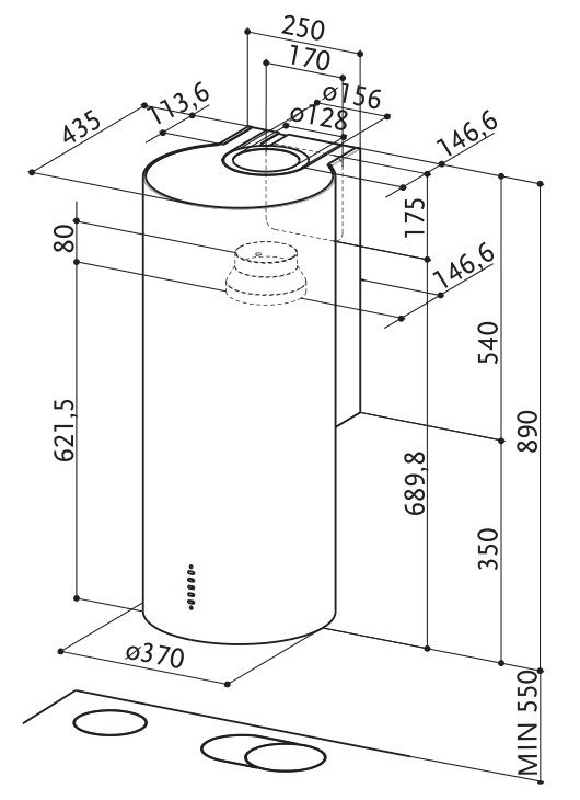 Витяжка Faber Cylindra 2 Ev8 2El Xh890 Silver