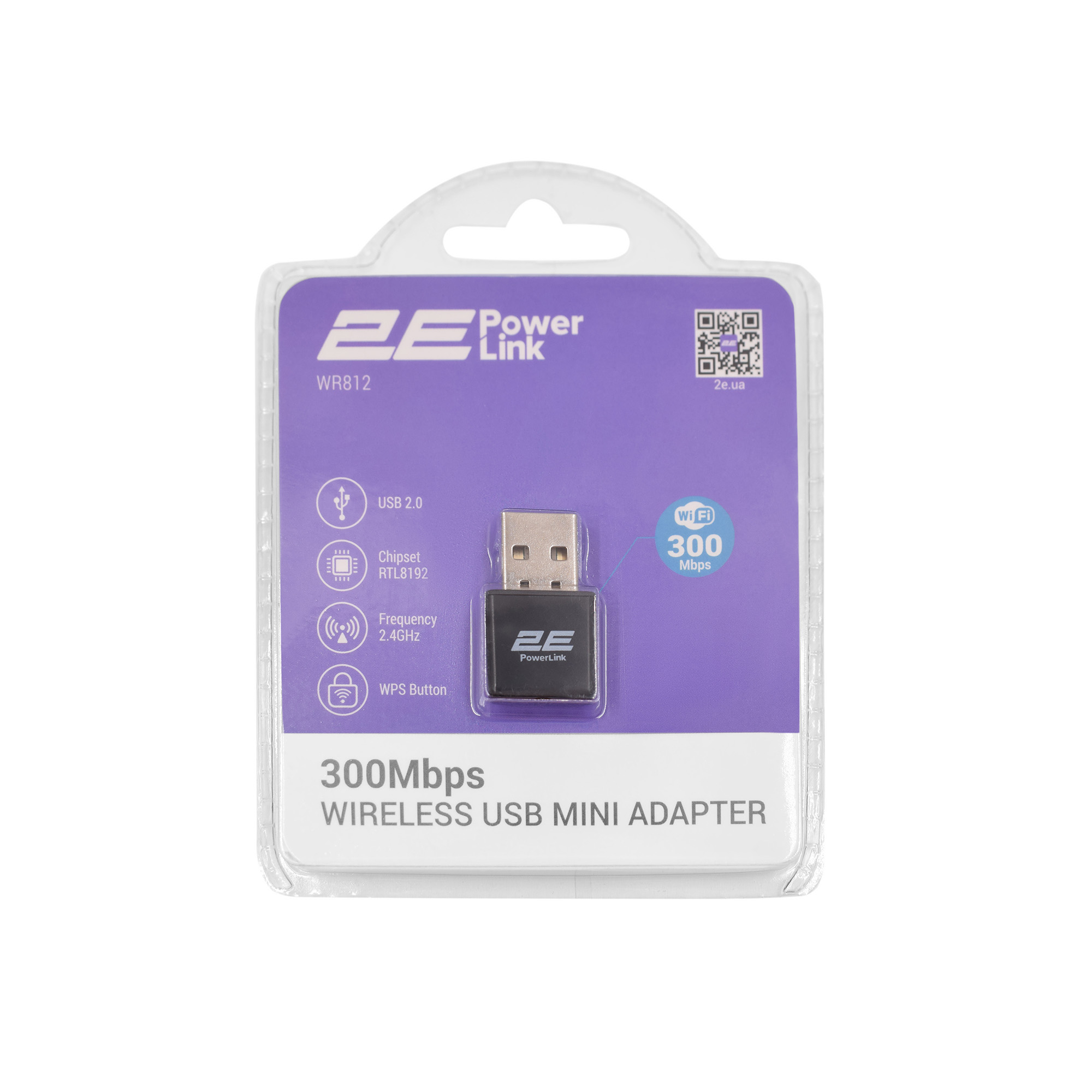 WiFi-адаптер 2E PowerLink WR812 N300, USB2.0