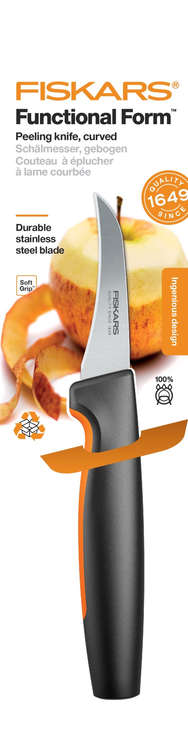 Ніж для овочів вигнутий Fiskars FF 8см (1057545)