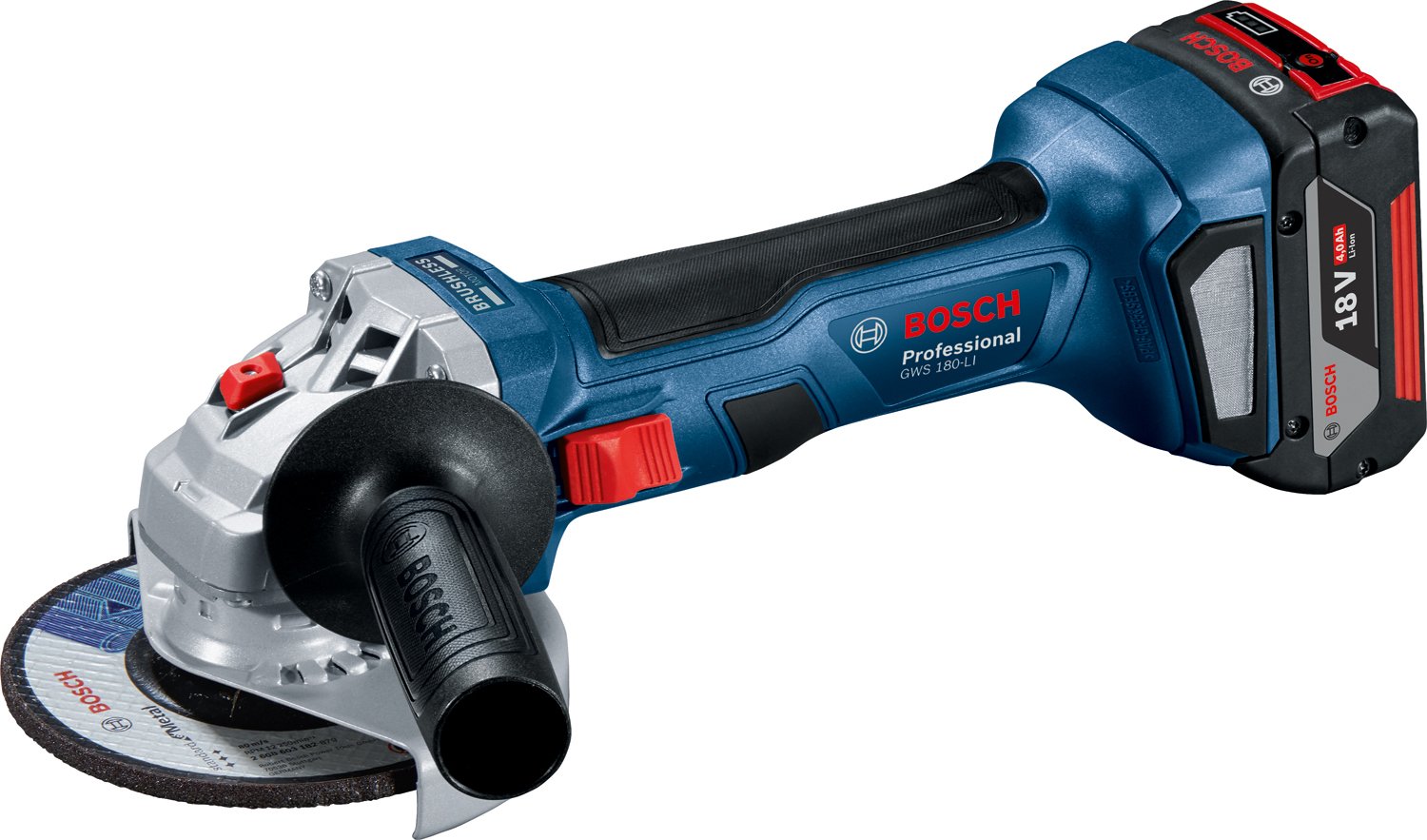 Шліфмашина кутова акумуляторна Bosch Professional GWS 180-LI, 125мм, 18В 1х4А•год, 11000об•хв, 2кг