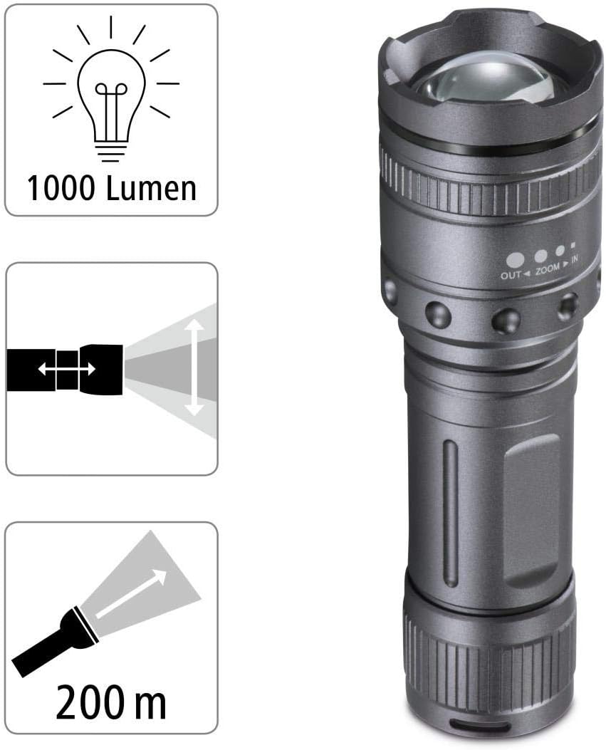 Ліхтар ручний на батарейках Hama Ultra Pro LED Torch, AAAx4, 1000лм, 10Вт, LED, 4 функції освітлення, чорний