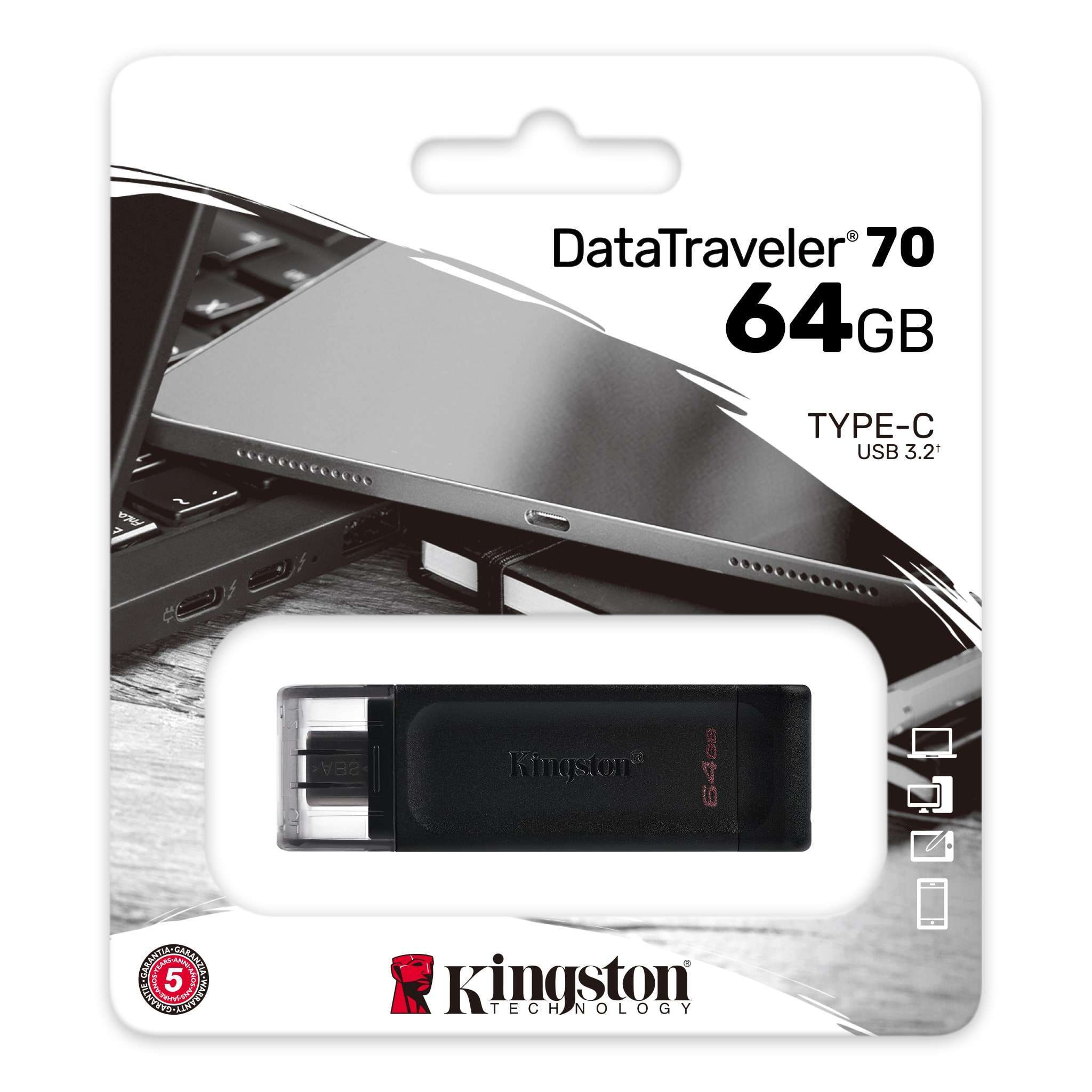 Накопичувач USB-C 3.2 KINGSTON DT70 64GB (DT70/64GB)