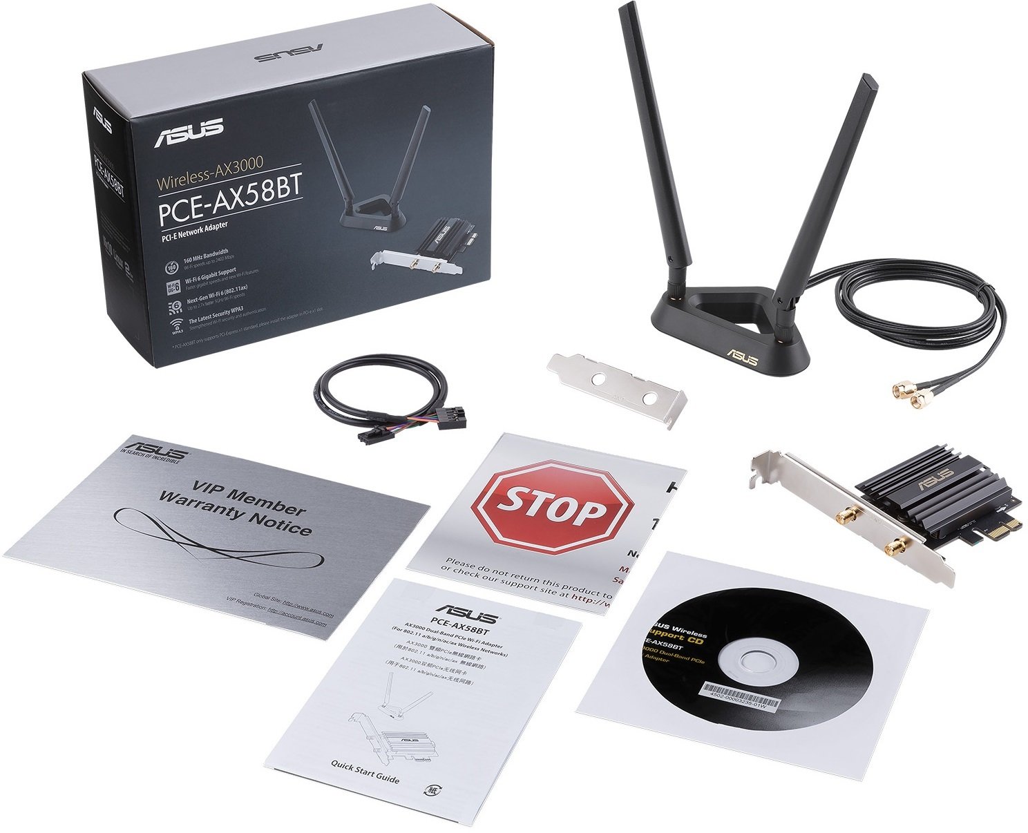 WiFi-адаптер ASUS PCE-AX58BT AX3000 Bluetooth 5.0 PCI Express WPA3 MU-MIMO OFDMA