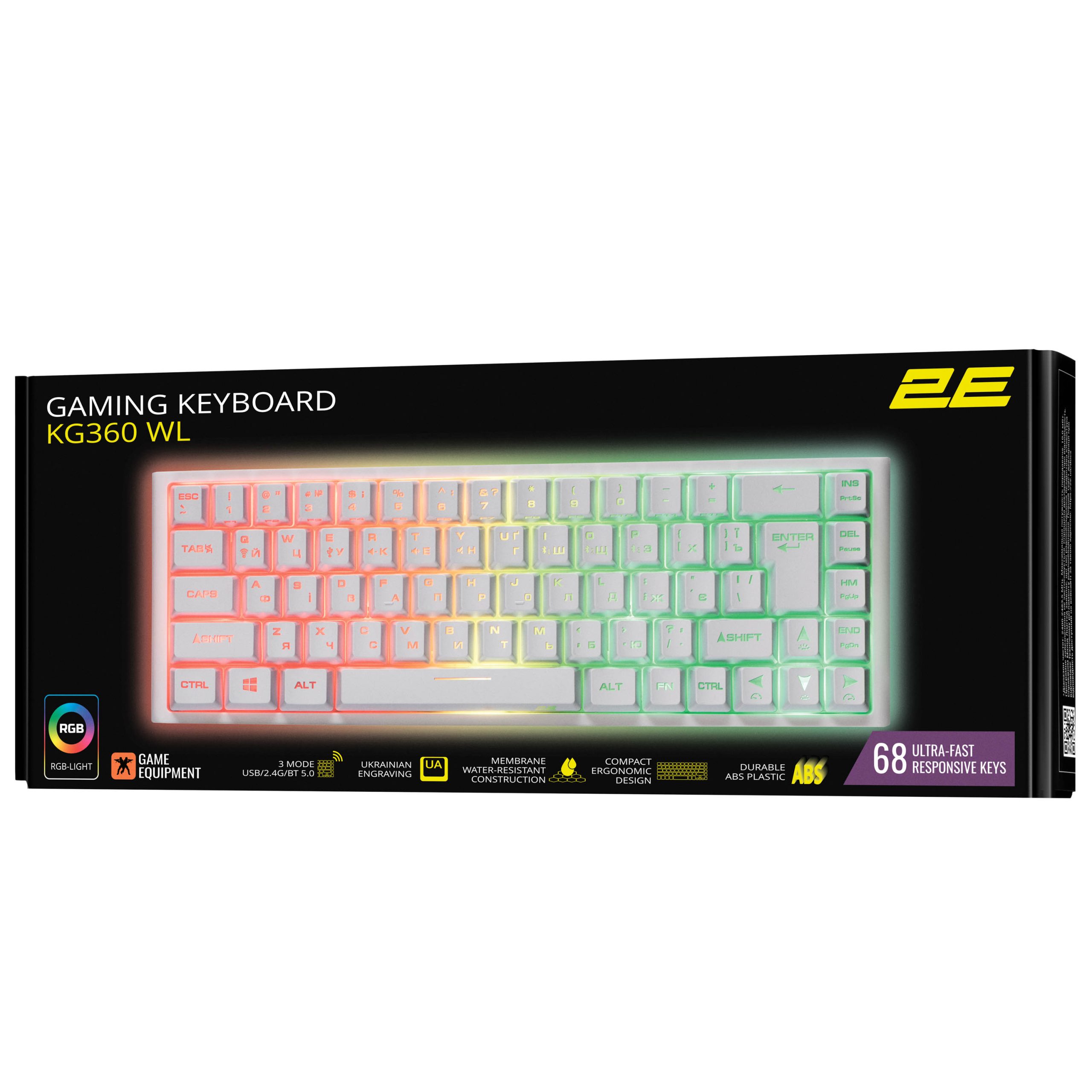 Клавиатура игровая 2E Gaming KG360 RGB WL White (2E-KG360UWT)