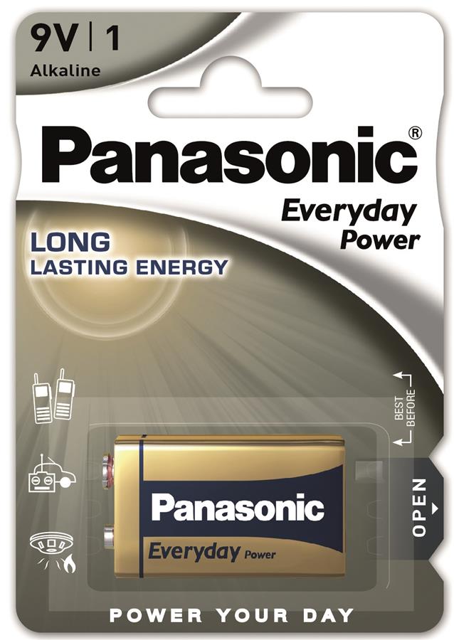 Батарейка Panasonic EVERYDAY POWER лужна 6LR61(6LF22, MN1604, MX1604, Крона) блістер, 1 шт.