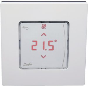 Терморегулятор Danfoss Icon2 RT, Display, +5...35° C, програмований, дротовий, вбудований, 24V, білий