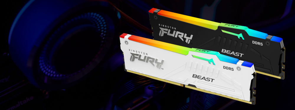 Пам`ять ПК Kingston DDR5 32GB 5200 FURY Beast Білий RGB EXPO (KF552C36BWEA-32)