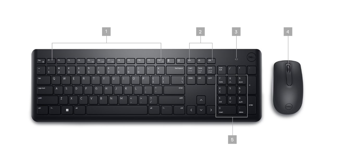 Комплект Dell Wireless Keyboard and Mouse-KM3322W – Ukrainian (580-AKGK)