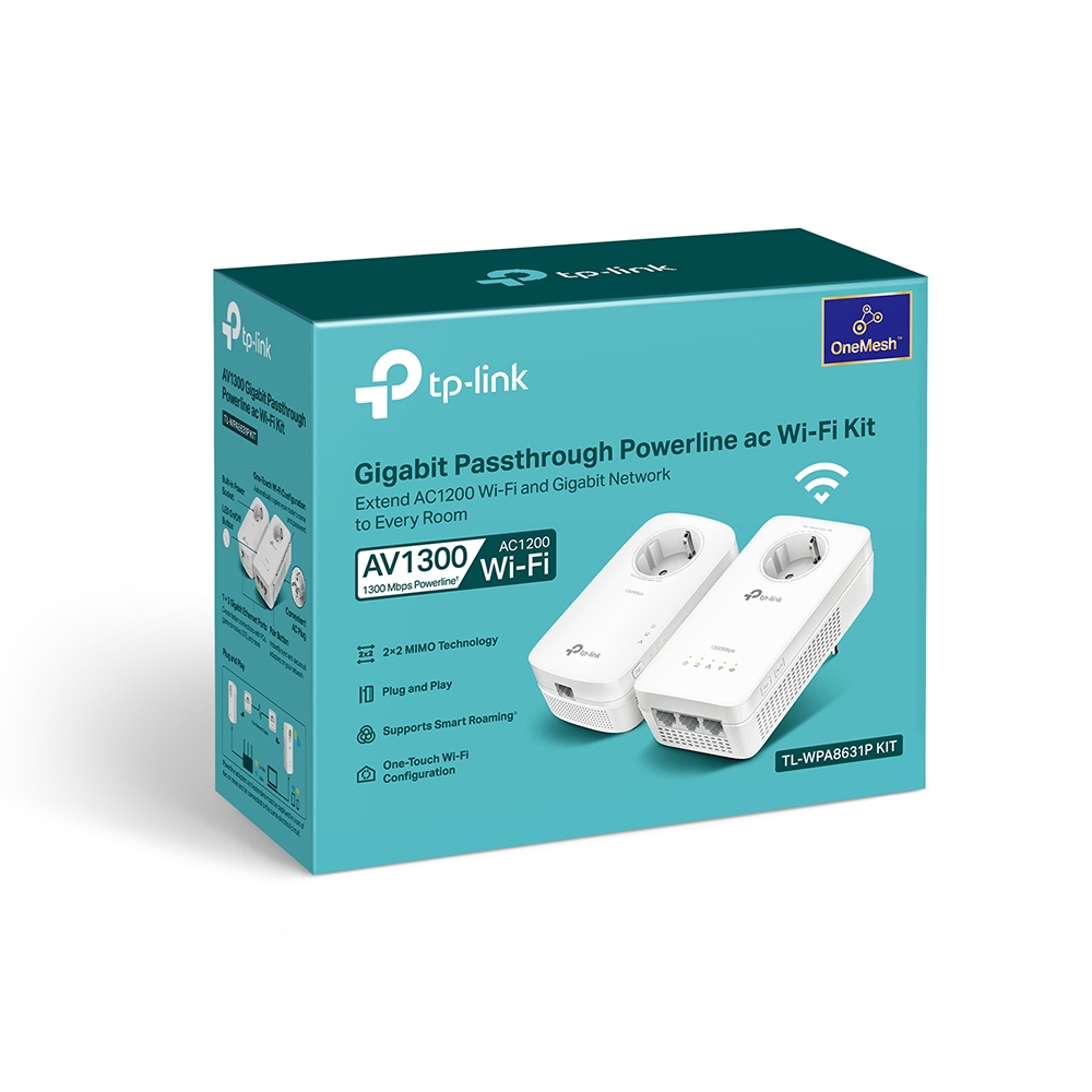 Адаптер Powerline TP-LINK TL-WPA8631PKIT (TL-WPA8631P+TL-PA8010P) AC1200 AV1300 3xGE MESH plug (TL-WPA8631PKIT)