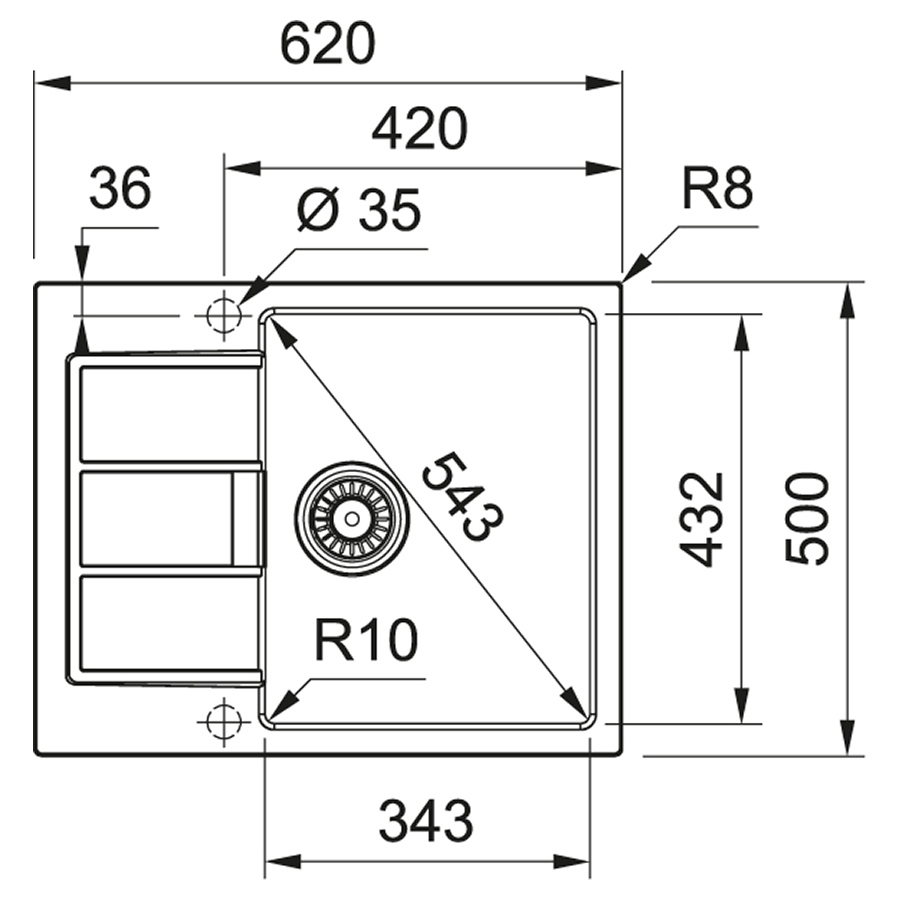 Кухонна мийка Franke Sirius 2.0 S2D 611-62/143.0627.383/тектонайт/620х500х200/врізна/сірий