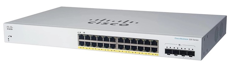 Комутатор Cisco CBS220 Smart 24-port GE, PoE, 4x1G SFP (CBS220-24P-4G-EU)