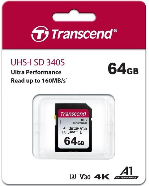 Карта памяти Transcend SD 64GB C10 UHS-I U3 R160/W50MB/s 4K (TS64GSDC340S)