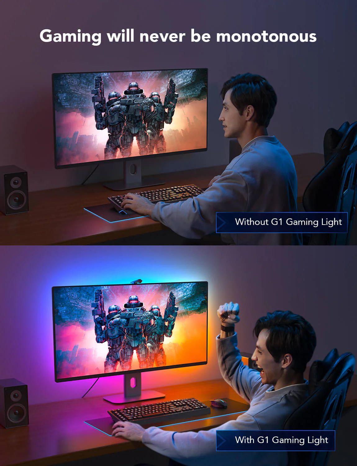 Набір адаптивного підсвічування Govee H604B DreamView G1 Gaming Light 24-29', RGBIC, WI-FI/Bluetooth, чорний