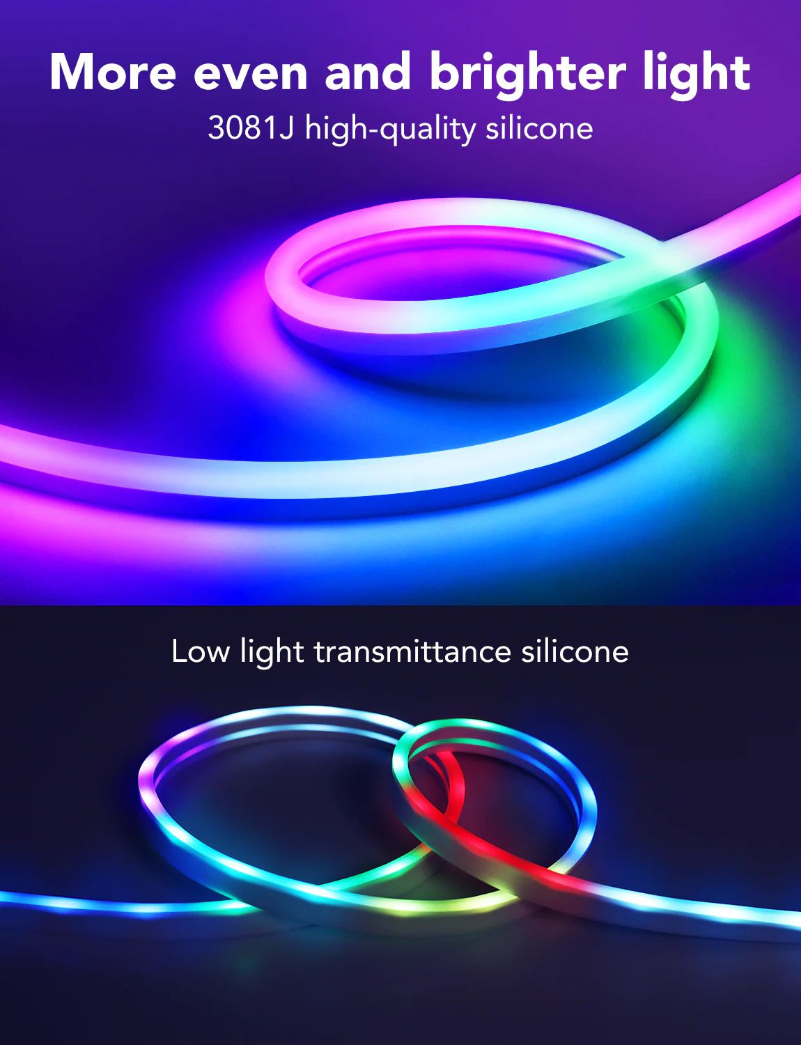 Стрічка світлодіодна розумна Govee H61A2 Neon LED Strip Light, 5м, RGBIC, WI-FI/Bluetooth, білий