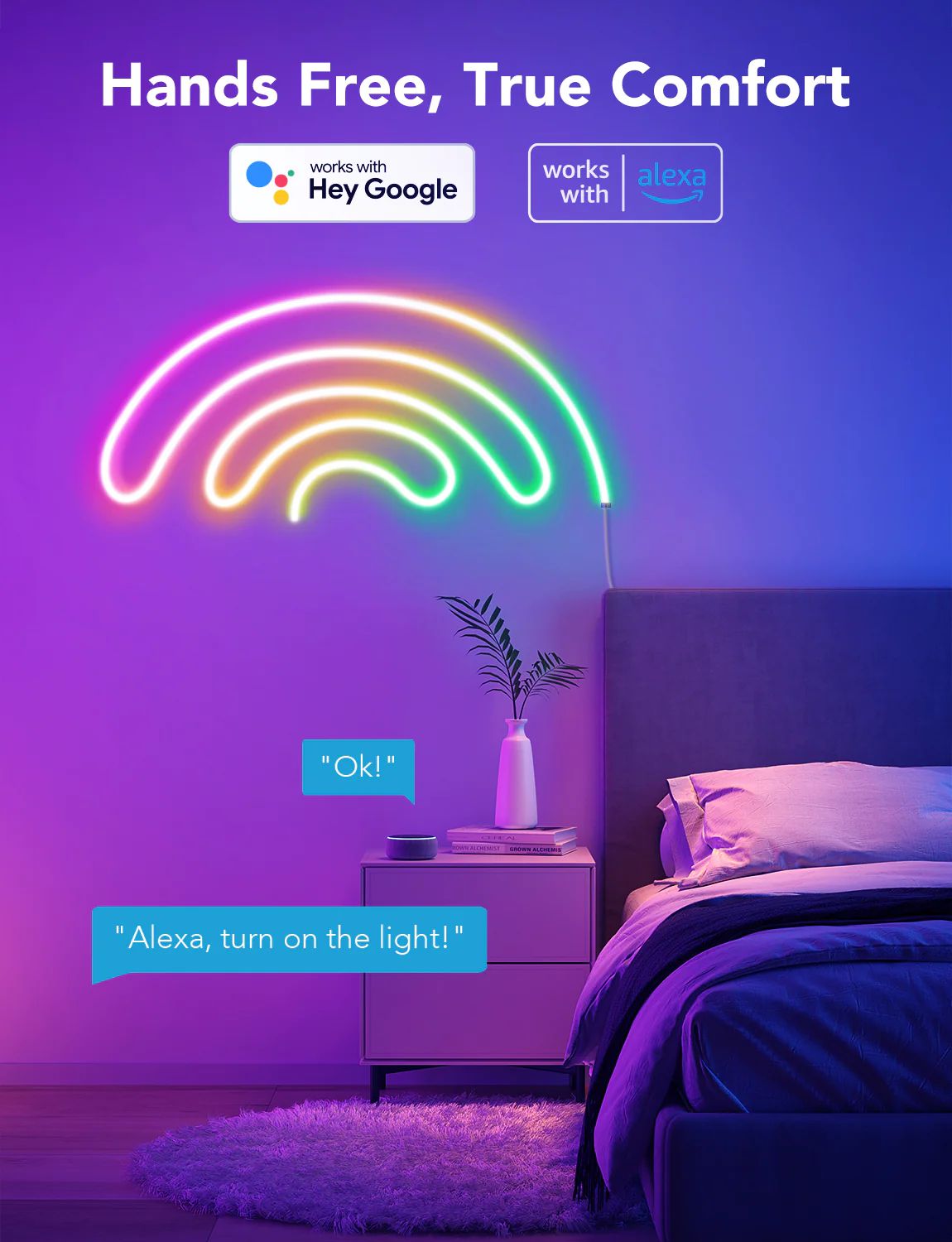 Стрічка світлодіодна розумна Govee H61A2 Neon LED Strip Light, 5м, RGBIC, WI-FI/Bluetooth, білий