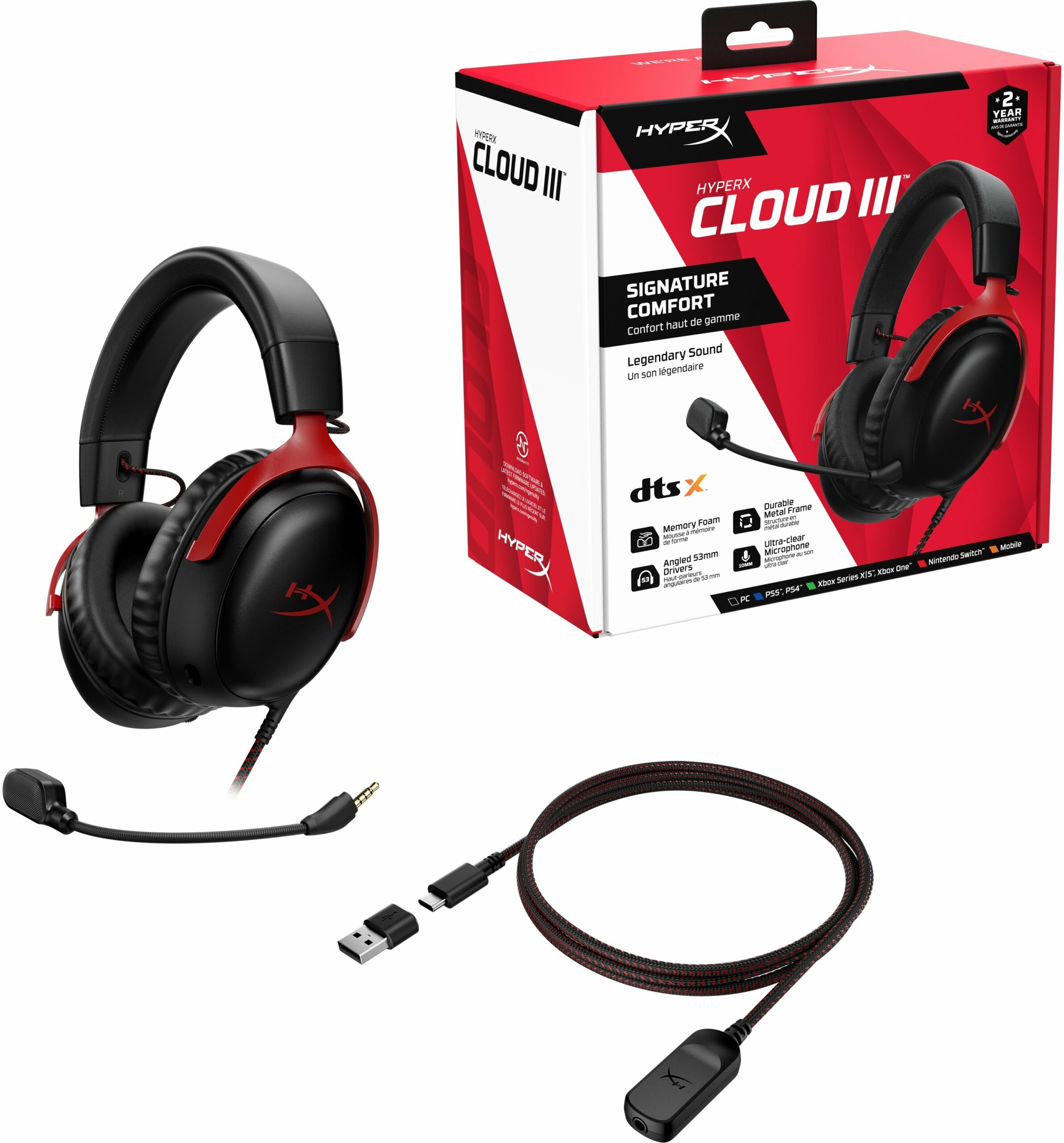 Ігрова гарнітура HyperX Cloud III Black-Red (727A9AA)